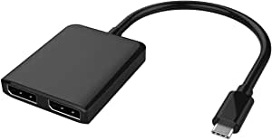 Adaptor MST PremiumCord USB-C la 2x DisplayPort, USB 3.1 Type C de sex masculin la 2x DP de sex feminin, funcții avansate + oglindă, rezoluție 4K 2160p, culoare negru, lungime 20cm