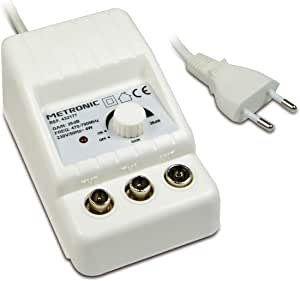 Metronic 432177 Amplificator de interior cu reglare a câștigului și protecție 4G, alb