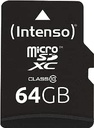 Card de memorie Intenso microSDXC 64GB Class 10 cu adaptor SD, negru