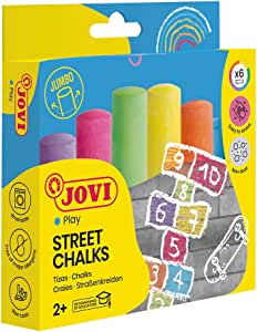 Cretă pentru șosea Jovi Classcolor, praf redus, degajare foarte bună a culorii, ușor de șters, diametru 2,0,cm, 6 bucăți într-o cutie