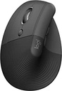 Logitech Lift Left Vertical Ergonomic Mouse, stângaci, fără fir, Bluetooth sau Logi Bolt USB Receiver, clicuri silențioase, 4 butoane, compatibil cu Windows/macOS/iPadOS, laptop, PC - Gri