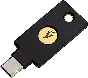 Yubico - YubiKey 5C NFC - Cheie de securitate USB și NFC cu autentificare cu doi factori, se potrivește porturilor USB-C și funcționează cu dispozitivele mobile NFC acceptate - Protejați-vă conturile online cu mai mult decât o parolă