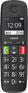 Gigaset E290HX - Combinat DECT cu suport de încărcare - compatibil Fritzbox - telefon fără fir pentru persoane în vârstă pentru router și bază DECT - ecran și butoane mari - funcție booster, negru
