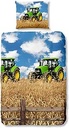 Good Morning Bedding 5604 Farmer Tractor bumbac colorat, 135 x 200 cm + 80 x 80 cm