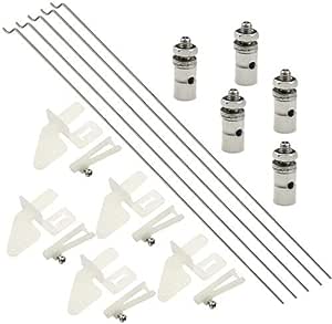 WMYCONGCONG 15 PCS Cornuri de control din nailon 21x11 mm + dop de conectare a tijei de împingere 1,3 mm + tije de împingere din oțel 1,2 x 210 mm pentru avioane RC.