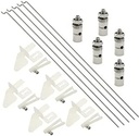 WMYCONGCONG 15 PCS Cornuri de control din nailon 21x11 mm + dop de conectare a tijei de împingere 1,3 mm + tije de împingere din oțel 1,2 x 210 mm pentru avioane RC.