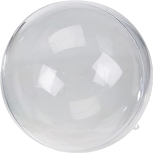 Rayher minge de plastic, 2 părți, 20 cm ø, minge de plastic pentru umplere, transparentă, minge acrilică cu ochi de agățat, minge de decorare transparentă, minge de Crăciun în două părți, 3945737