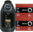 Delta Q - Qool Evolution Capsule Coffee Maker - Negru - Presiune 19 Bar - Capacitate 1 l - Conține 2 pachete de 40 de capsule de cafea Qalidus Intensitate 10