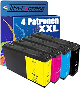 Tito-Express PlatinumSeries 4 cartușe XXL compatibile cu Epson T7901-04 79XL Workforce Pro WF-5110DW WF-5190DW WF-5690DWF WF-4630DWF WF-4640DTWF WF-5620DWF | Negru 50ml, Culoare 25ml