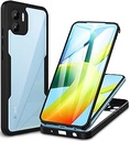 CENHUFO Case pentru Xiaomi Redmi A1 / A2 4G, 360 grade de protecție antișocuri cu protecție de ecran încorporată, cu protecție robustă pentru protecție robustă pentru protecție completă în aer liber, carcasă pentru telefon mobil pentru Xiaomi Redmi A1 / A2 - negru