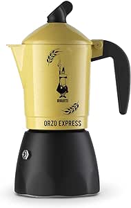 Bialetti 5334 Moka Orzo Express Caffettiera con Orziera, Alluminio, Giallo, 4 Tazze, Yellow