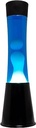FISURA - Lampă cu lavă albă și albastră. Bază neagră, lichid albastru și lavă albă. Lampă de lavă cu bec de rezervă. Dimensiuni: 11 x 11 x 39,5 centimetri.