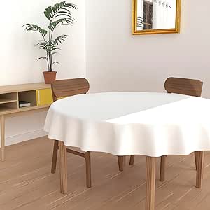 Soleil d'ocre Alix Nappe, poliester, alb, diametru 300 cm