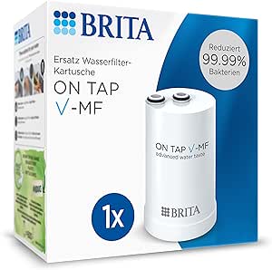 Cartuș filtrant BRITA ON TAP V-MF pentru filtrul de apă pentru robinet ON TAP Pro V-MF (600l) - cartușul de înlocuire reduce 99,99% bacteriile, clorul, microplasticele și metalele precum plumbul și cuprul