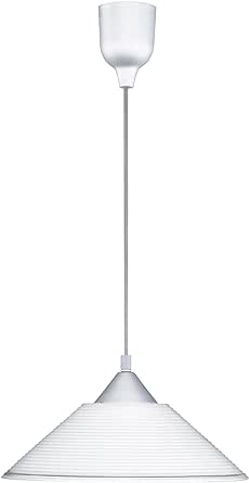 Lampă suspendată Trio, E27 max.60W, Ø 30cm, lungime 125cm, sticlă canelată albă