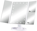 BEPER P302VIS050 Oglindă de machiaj cu iluminare, lupă 1x / 2X / 5X - Oglindă de machiaj cu iluminare pentru stația de machiaj, Mică