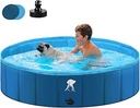 Fwiull Dog Pool pentru câini mari și mici câini, pliabil Dog Paddling Pool 120 * 30CM Baie de câine Baie de câine stabilă de înot Piscină de înot pentru copii de companie Piscină de înot anti-alunecare portabil albastru