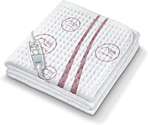 Beurer UB 90 Comfort, pătură de încălzire, pătură de încălzire cu două zone de temperatură și 9 setări de temperatură fiecare, cu comutare automată și Eco-Control, 150 x 80 cm, se poate spăla la mașină