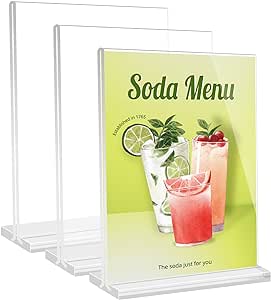 3 buc A4 Acrilic de afișare a mesei A4, A4 Display Acrylic, T Stand Acrylic Table Display A4, Suport de meniu, Stand de afișare promoțional, Stand acrilic pentru fotografii, birou, restaurant, cafenea, magazin