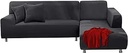 FIGOOO Sofa Cover Corner Sofa Corner Sofa L Shape Left Right Stretch Sofa Covers 2pcs cu 2pcs Cushion Cover Removable Universal Elastic Couch Cover Sofa Cover L Shaped (3 Seater+4 Seater, Dark Grey)