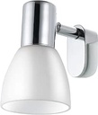 EGLO lampă de oglindă Sticker, lampă de perete, lampă de oglindă din metal și sticlă mată opală, lampă de baie în crom, alb, lumină rezistentă la umiditate, IP44, soclu E14