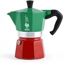 Bialetti - Moka Express Italia Collection: Mașină de espresso iconică pentru aragaz, prepară cafea italiană adevărată, oală Moka pentru 3 cești (130 ml), din aluminiu, colorată în roșu-verde-argintiu.