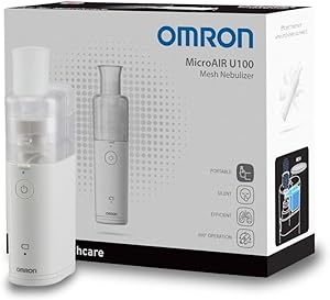 Inhalator OMRON MicroAir U100 - Inhalator electric, silențios, pentru acasă sau în deplasare - Pentru tratamentul bolilor respiratorii la adulți și copii