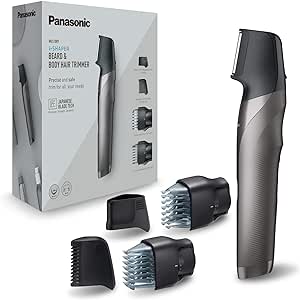 Panasonic ER-GY60-H503 Aparat de tuns barba și de precizie 3 în 1 (reîncărcabilă, formă de lamă, i-Shaper, 4 accesorii, oțel inoxidabil, pieptene pentru zone sensibile și aparat de tuns barba), culoare argintie