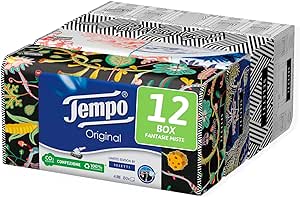 Cutie de batiste Tempo - 4 straturi - 12 pachete de 80 de batiste în 4 grafice diferite (960 de batiste)