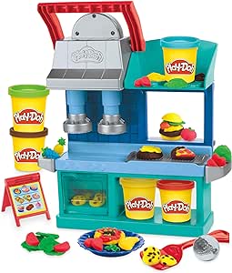 Play-Doh Kitchen Creations Play-Doh Restaurant colorat, set de joacă cu 2 fețe pentru bucătărie, set Play-Doh pentru fete și băieți, micuț