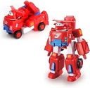 Super Wings EU720311 - Jett Robo Rig avion transformabil, aproximativ 18 cm înălțime, figurină de joacă pentru copii, jucărie transformabilă, vehicul și figurină robot, roșu