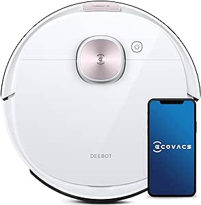 Aspirator robot ECOVACS DEEBOT OZMO T8 cu funcție de mopping (2în1), aspirator robot (control prin aplicație), robot de mopping (curățare umedă), navigare inteligentă, Alexa, alb