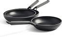 Set de tigăi KitchenAid Classic Frying Pan Set 20cm, 24cm și 28cm, anodizat dur, fără PFAS, cu strat antiaderent ceramic sănătos, rezistent la inducție, cuptor și mașină de spălat vase, negru