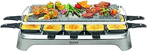 Tefal PR457B Pierrade Raclette | 1350 Watt | placă de grătar din piatră + 10 tigăi antiaderente | incl. racletă | cablu detașabil | gri