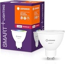 Lampă reflector LEDVANCE Smart+ cu tehnologie ZigBee, 4,9 W, PAR16, culoare de lumină RGBW reglabilă, soclu GU10, pachet de 4, alb