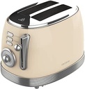 Cecotec Toast&Taste 800 Vintage Light Beige, 850 W, cu două fante, extra late, 3, 8 cm, 2 prăjitoare de pâine, oțel inoxidabil, stil vintage, funcții, 03212