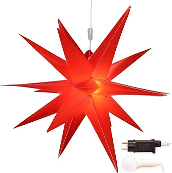 Gartenpirat Steaua de Crăciun Ø 58 cm 18 puncte - stea pliabilă roșie - LED iluminat în aer liber temporizator
