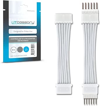 Controler Litcessory la adaptor cu 6 pini pentru Philips Hue Lightstrip Plus (versiune detașabilă, alb - MICRO 6-PIN V4)