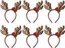 Amosfun 6 x Christmas Reindeer Antlers Headband Bandă de păr Headpiece Headband pentru Crăciun Paște Halloween Party (Coffee Brown Gold Powder Antlers) Dimensiunea 1 Cafea / Aur colorat