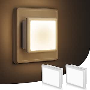 LOHAS night light socket [pachet de 2], lumină de noapte cu senzor crepuscular, 3000K alb cald, lumină de noapte pentru copii, scări, hol, bucătărie, dormitor