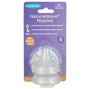 mOmma, mamelon NaturalWave, 2 mameloane cu debit lent - Lansinoh