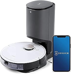 ECOVACS DEEBOT OZMO T8+ Robot aspirator cu stație de aspirare antracit (automată) și funcție de mopping, aspirator robot cu navigare inteligentă, Alexa, alb