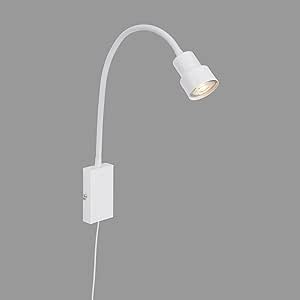 BRILONER Leuchten - Lampă de pat, lampă de perete, lampă de citit, inclusiv braț flexibil, întrerupător pornit/oprit prin funcție tactilă, 1x LED/GU10, 5 Watt, 400 Lumen, 3.000 Kelvin, metal, alb