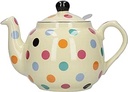 Ceainic London Pottery Farmhouse cu infuzor, ceainic din ceramică, ceainic lavabil în mașina de spălat vase, cu buline multicolore, 1,2 litri (2 pinte)