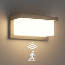 Klighten lumină de perete cu LED-uri de culoare antracit cu detector de mișcare, lumină de perete IP65 rezistentă la apă, 24w, 1200 lumeni, 3000K, lumină de perete în aer liber, potrivită pentru utilizare în interior și în aer liber, terasă, balcon etc.           [Clasa energetică A]