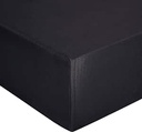 Amazon Basics - Cearșaf ajustat, jerseu, negru - 140 x 200 cm