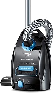 Aspirator Siemens cu sac Q5.0 extreme silencePower VSQ5X1230, aspirator, ideal pentru persoanele alergice, filtru de igienă, putere de aspirare puternică, duză de podea pentru parchet, covor, gresie, 850 W, negru