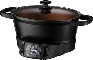 Russell Hobbs multicooker de 6,5 litri [afișaj digital] 8 funcții de gătit (aragaz lent, aparat de gătit cu aburi, aparat de gătit orez, prăjitor, aparat de gătit sous vide, aragaz, recipient de menținere la cald, aragaz lent) Rezistent la mașina de spălat vase 28270-56