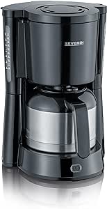 Aparat de cafea SEVERIN "Type" cu ibric termo, cafea aromată, preparată rapid și silențios cu aparatul de cafea pentru până la 10 cești, filtru de cafea, negru, KA 4835