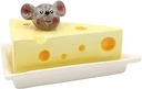 Dekohelden24 Recipient ceramic pentru brânzeturi cu mouse, dimensiuni L/l/h: aprox. 17 x 11,5 x 9 cm, galben, 9 cm, 222526